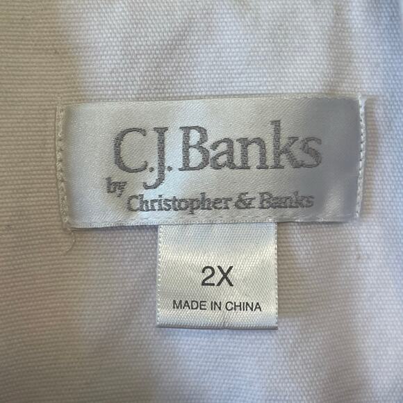 C.J. Banks 2X black white denim jacket cotton abstract cityscape Venice Italy - Picture 4 of 7